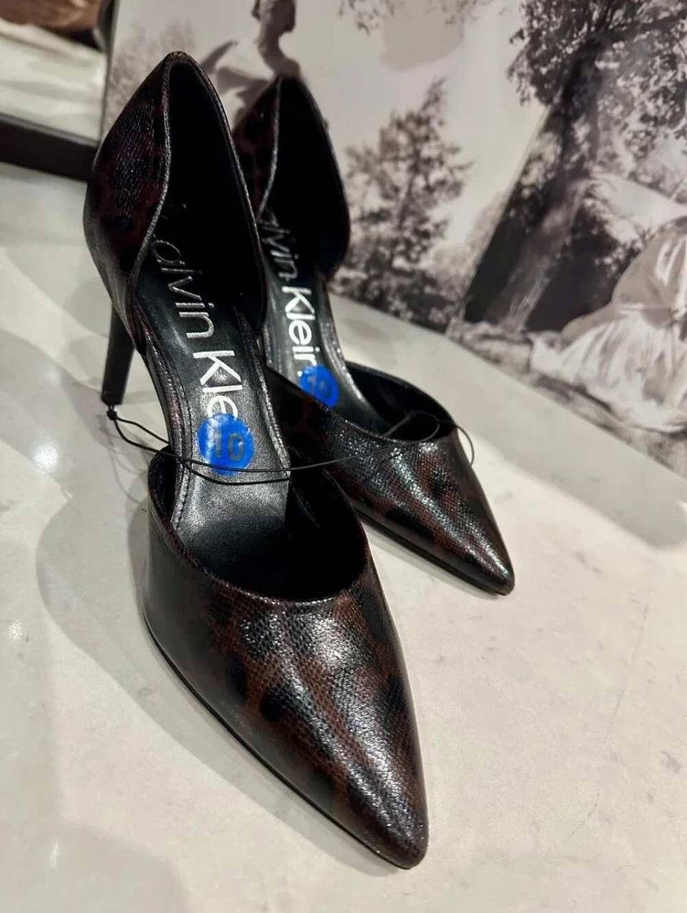 Calvin Klein Leopard Print Pointed-Toe Stiletto Pump - Brown & Black